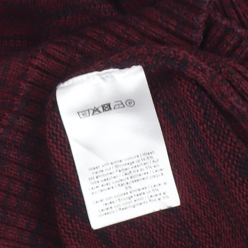 !Solid Men’s Red Knit Pullover Jumper Collared S Casual