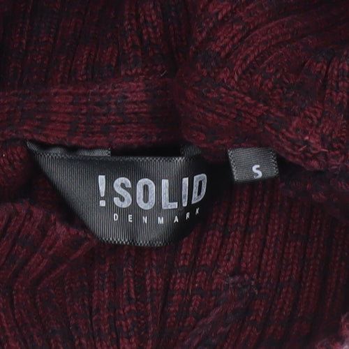 !Solid Men’s Red Knit Pullover Jumper Collared S Casual