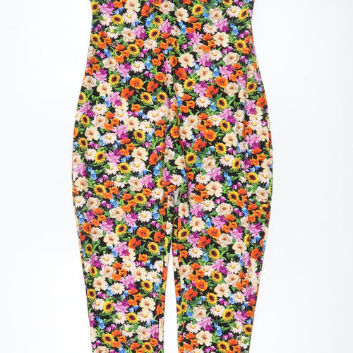 Zara Women Multicoloured Floral Catsuit Jumpsuit Size L Sleeveless