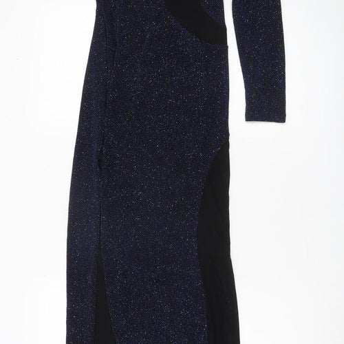 ASOS Women’s Black Glitter Bodycon Long Party Dress Size 4