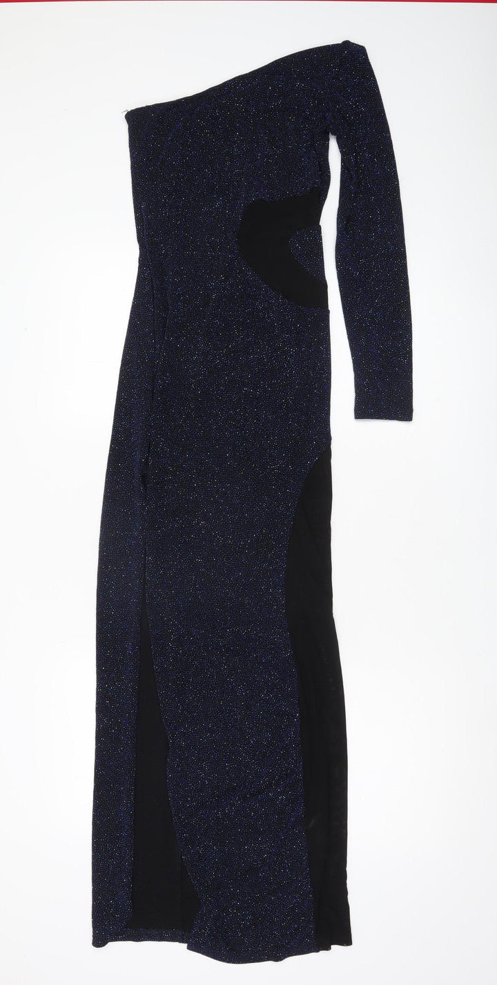 ASOS Women’s Black Glitter Bodycon Long Party Dress Size 4