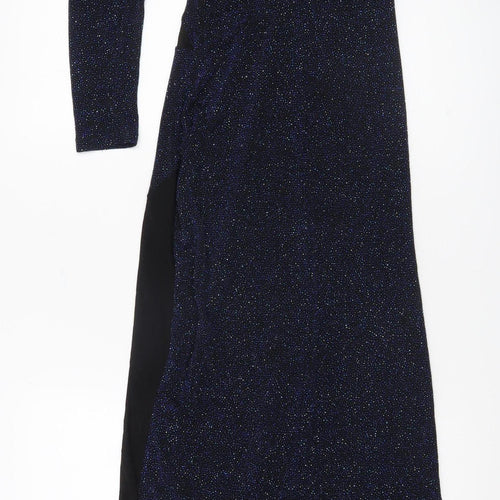 ASOS Women’s Black Glitter Bodycon Long Party Dress Size 4