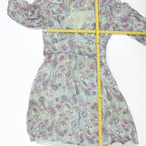 Oasis Women’s Multicoloured Floral Wrap Dress Size 12 Short Sleeve