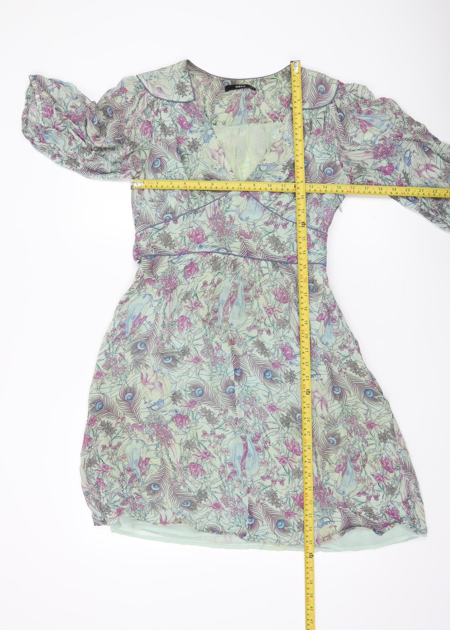 Oasis Women’s Multicoloured Floral Wrap Dress Size 12 Short Sleeve
