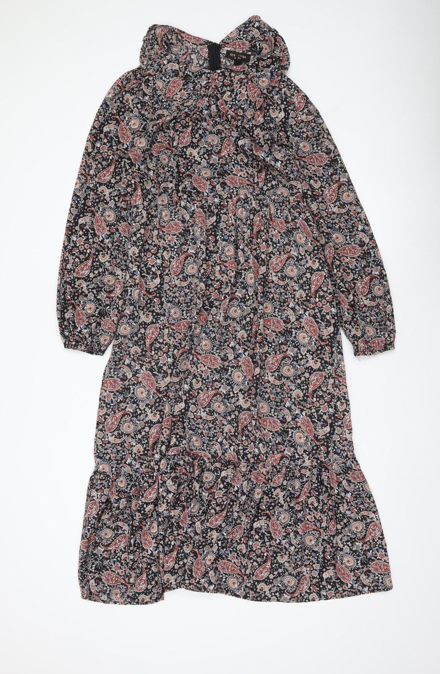 QED London Women’s Multicoloured Paisley Midi A-Line Dress Size 10