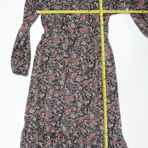 QED London Women’s Multicoloured Paisley Midi A-Line Dress Size 10