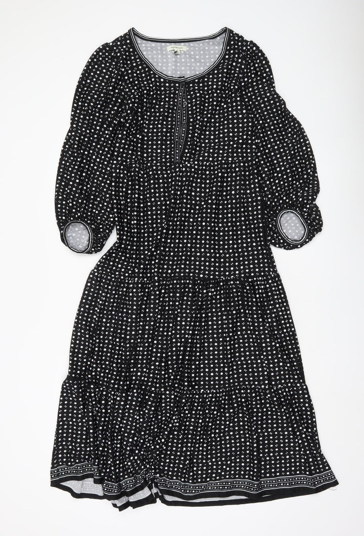 Max Studio Women Black Polka Dot Knee Length A-Line Dress S