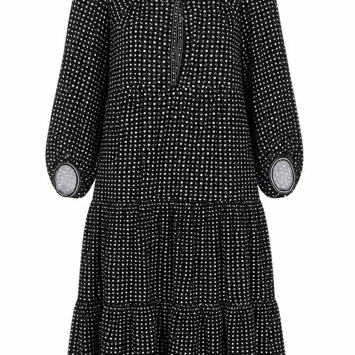 Max Studio Women Black Polka Dot Knee Length A-Line Dress S