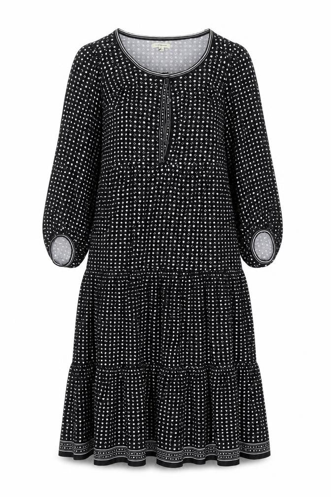 Max Studio Women Black Polka Dot Knee Length A-Line Dress S