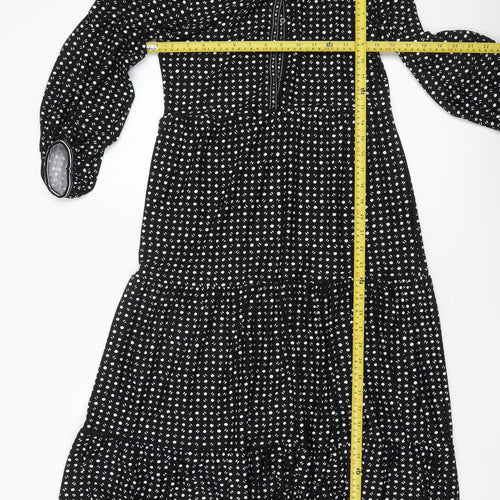 Max Studio Women Black Polka Dot Knee Length A-Line Dress S