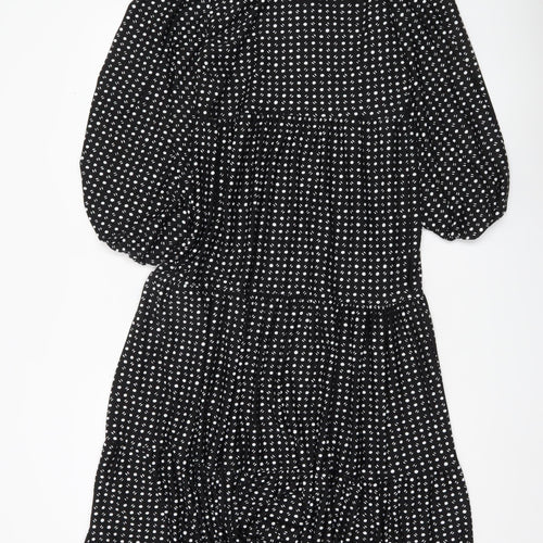 Max Studio Women Black Polka Dot Knee Length A-Line Dress S