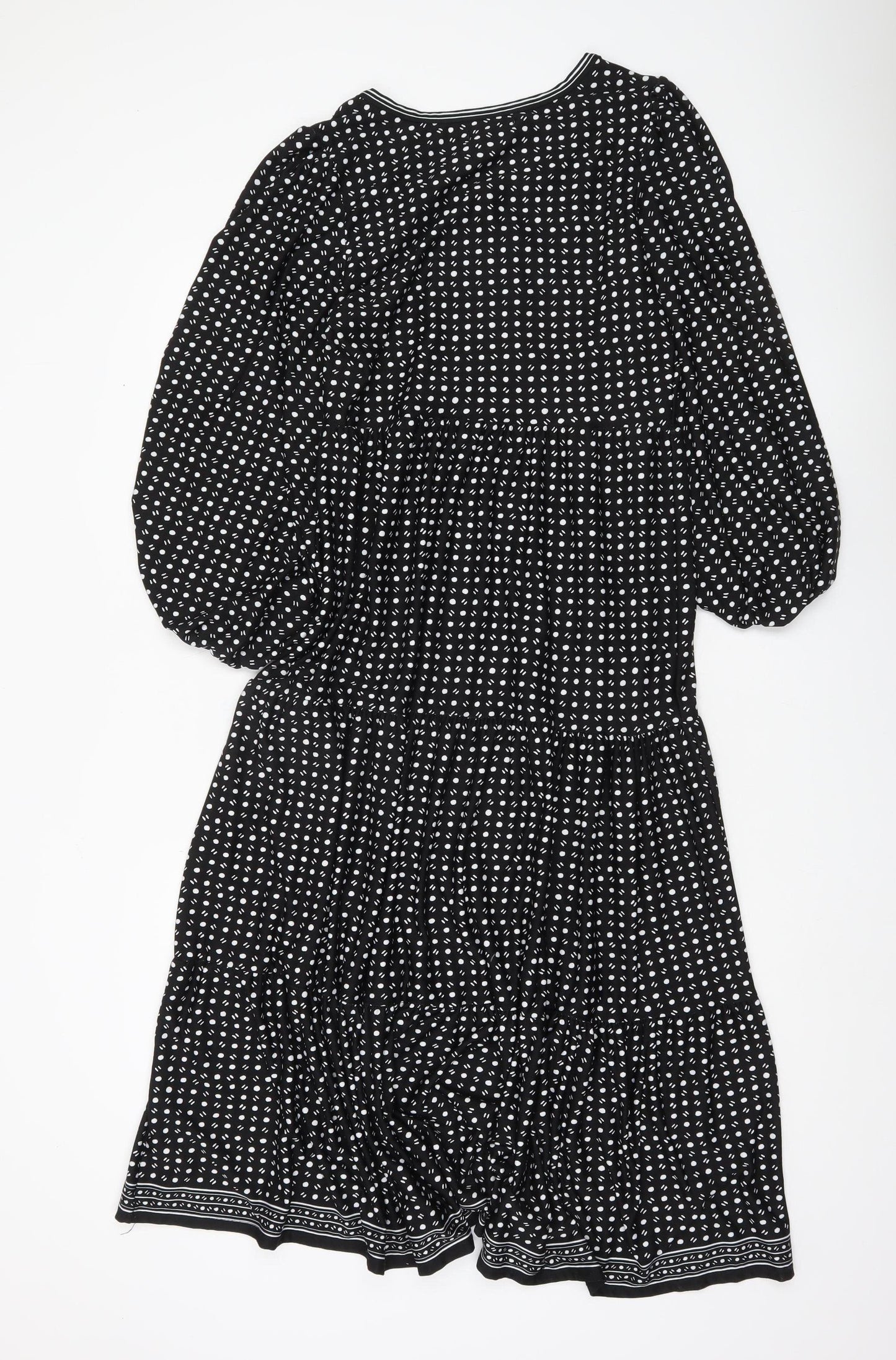 Max Studio Women Black Polka Dot Knee Length A-Line Dress S