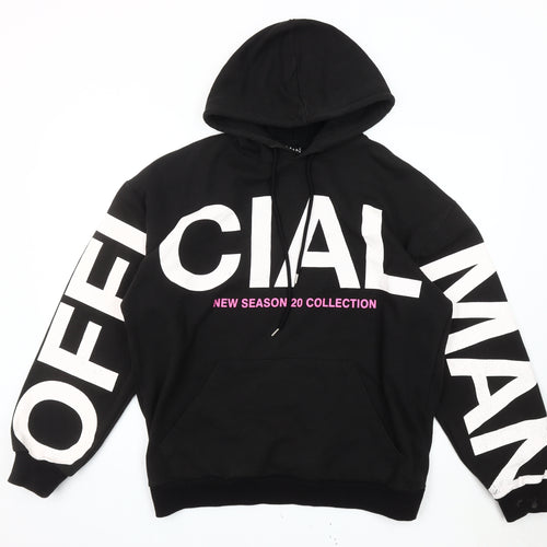 BoohooMAN Men's Black Medium Pullover Hoodie Graphic Logo Fleece