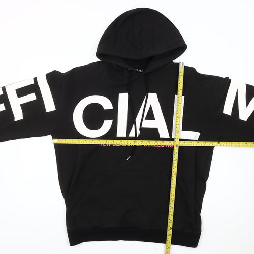 BoohooMAN Men's Black Medium Pullover Hoodie Graphic Logo Fleece