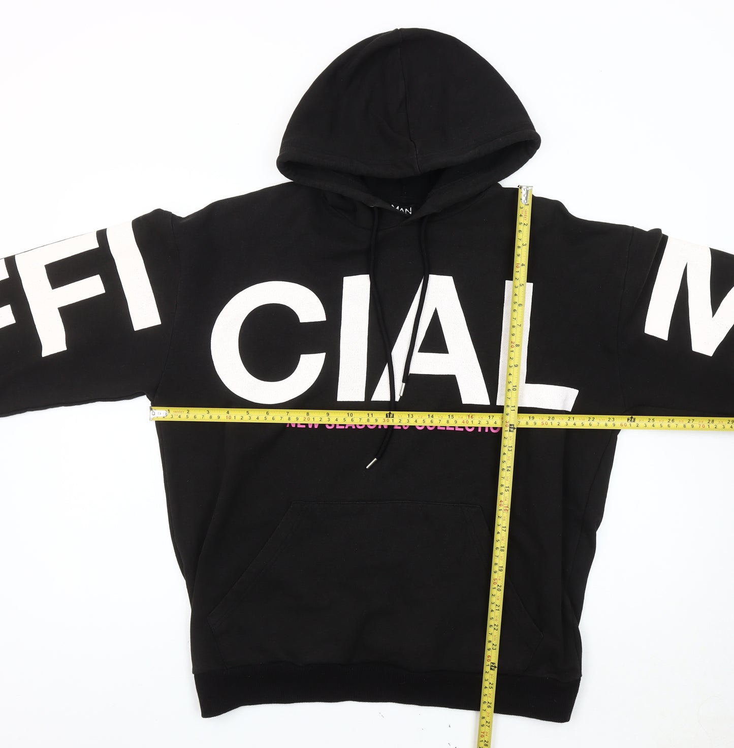 BoohooMAN Men's Black Medium Pullover Hoodie Graphic Logo Fleece