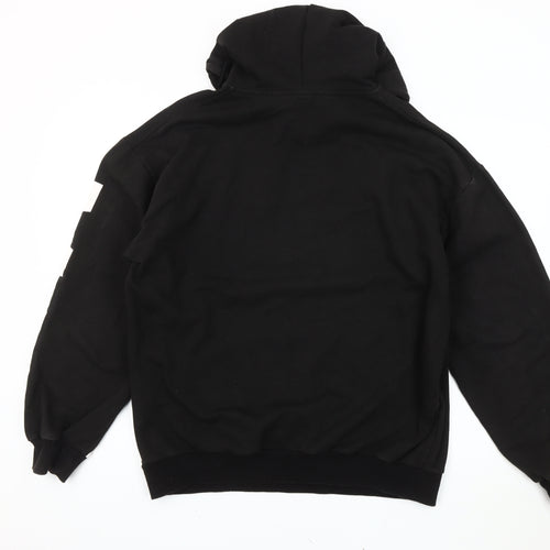 BoohooMAN Men's Black Medium Pullover Hoodie Graphic Logo Fleece