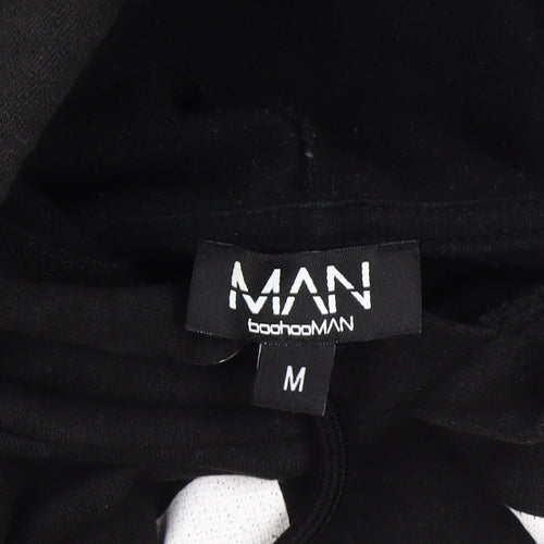 BoohooMAN Men's Black Medium Pullover Hoodie Graphic Logo Fleece