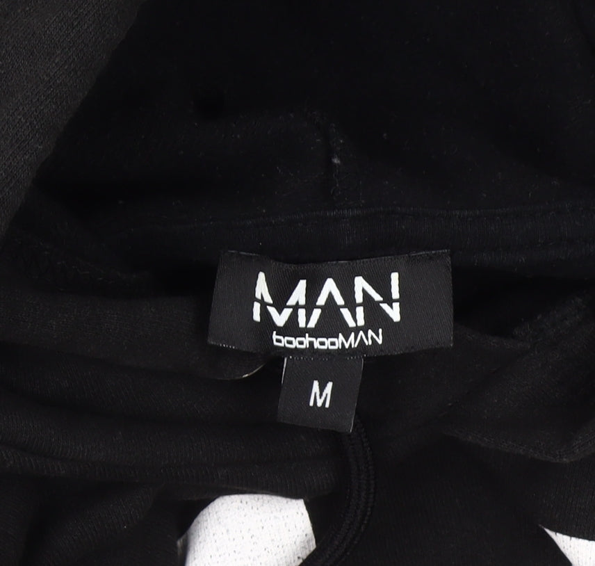 BoohooMAN Men's Black Medium Pullover Hoodie Graphic Logo Fleece