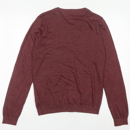 Havren Womens Red Cardigan Size 14 Crew Neck Knit Long Sleeve