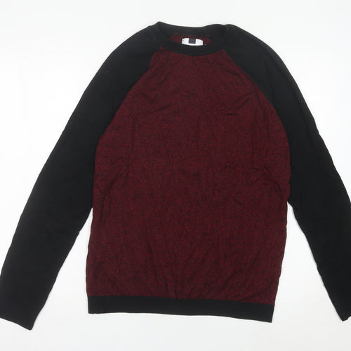 Topman Men's Red Black Crew Neck Pullover Jumper Size M