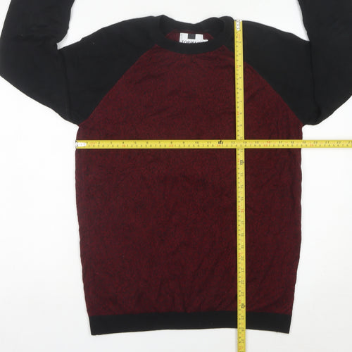 Topman Men's Red Black Crew Neck Pullover Jumper Size M