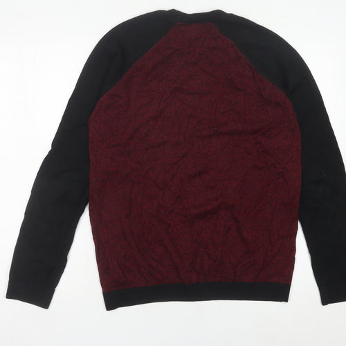 Topman Men's Red Black Crew Neck Pullover Jumper Size M