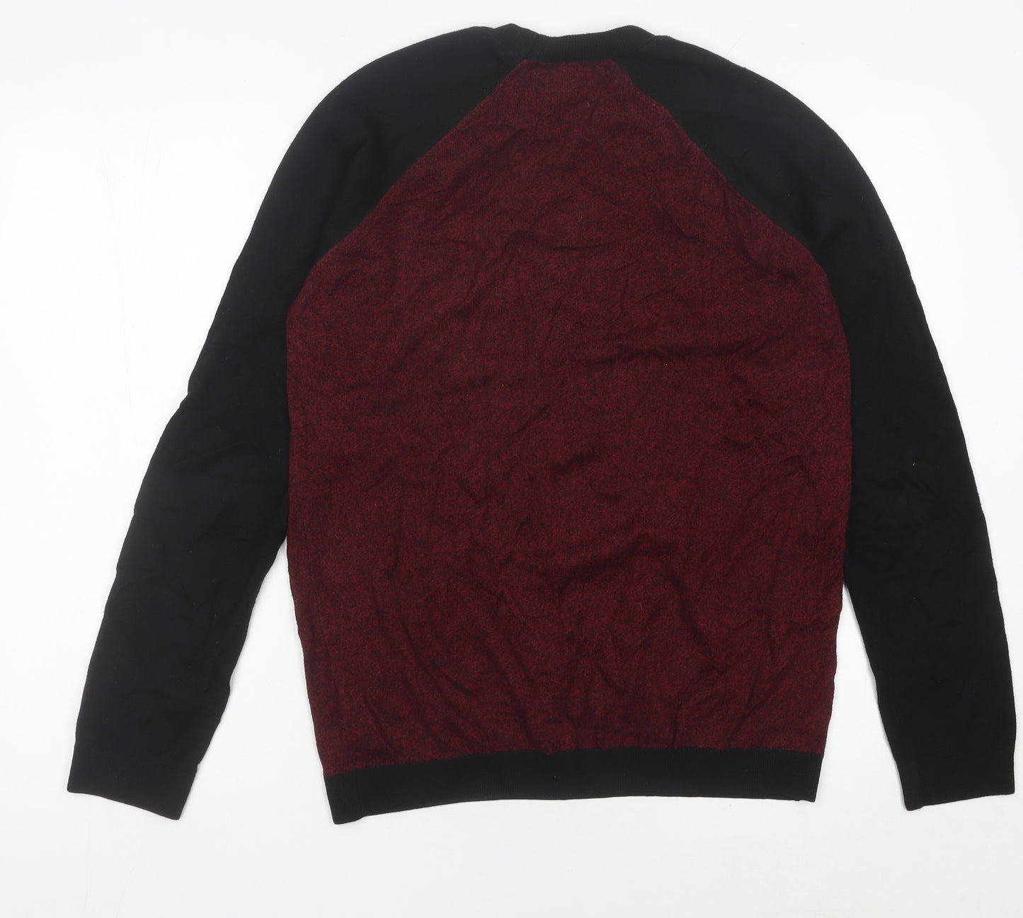 Topman Men's Red Black Crew Neck Pullover Jumper Size M