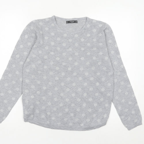 Mango Women’s Grey Polka Dot Crew Neck Jumper Size 12