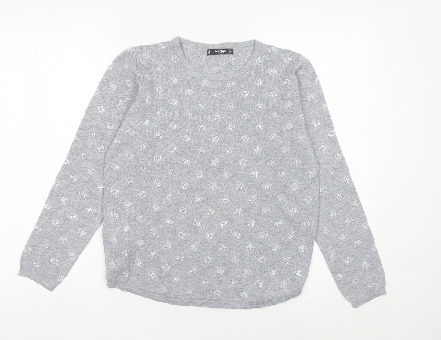 Mango Women’s Grey Polka Dot Crew Neck Jumper Size 12