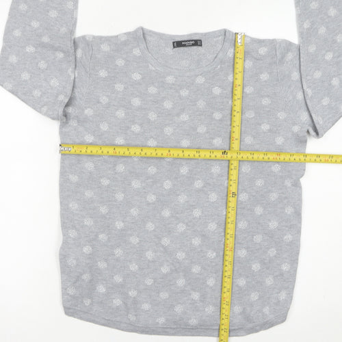Mango Women’s Grey Polka Dot Crew Neck Jumper Size 12