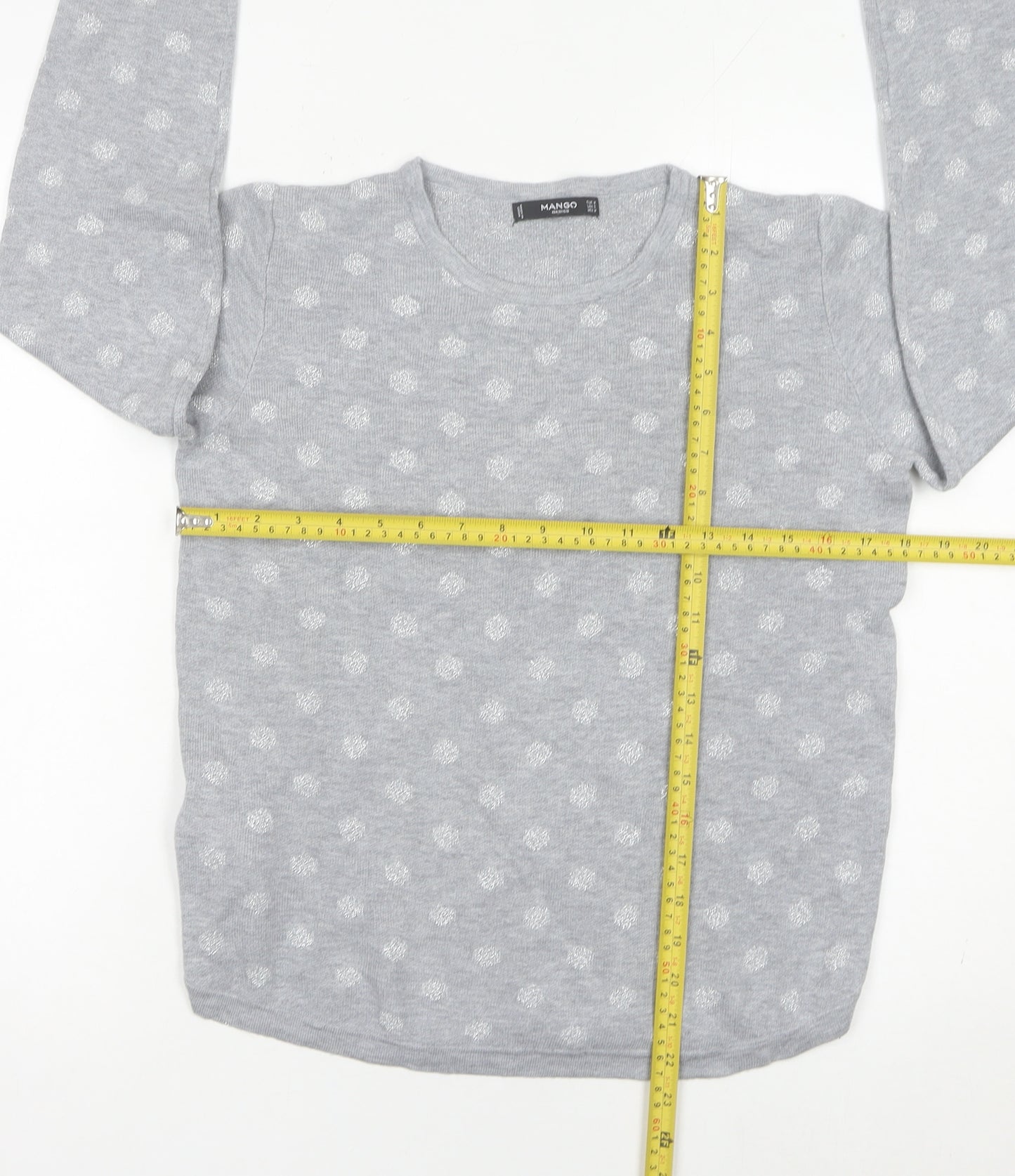 Mango Women’s Grey Polka Dot Crew Neck Jumper Size 12