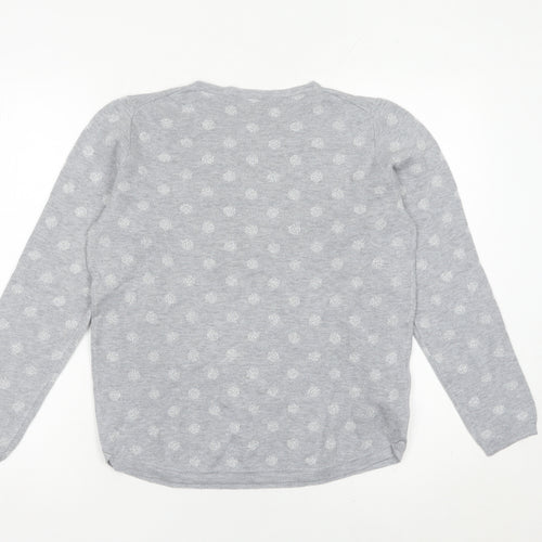 Mango Women’s Grey Polka Dot Crew Neck Jumper Size 12