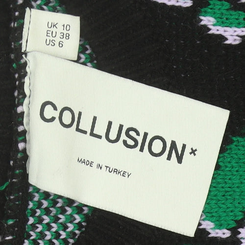 Collusion Womens Black Floral Knit Jumper Pullover UK 10