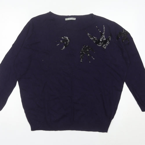 Marks and Spencer Women Purple Sequin Jumper UK 12 Long Sleeve