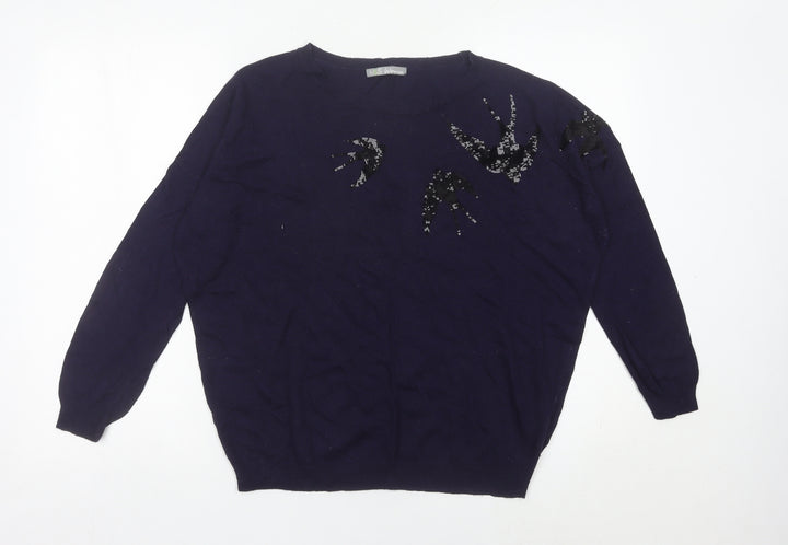 Marks and Spencer Women Purple Sequin Jumper UK 12 Long Sleeve
