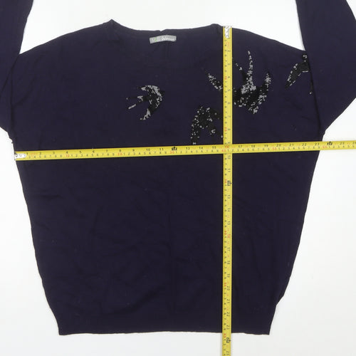Marks and Spencer Women Purple Sequin Jumper UK 12 Long Sleeve