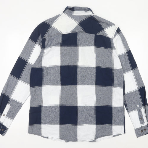 Jack & Jones Men’s Blue Grey Check Cotton Flannel Shirt XL
