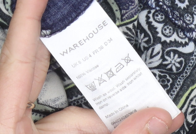 Warehouse Women’s Blue Floral Sheath Dress Size 8 V-Neck