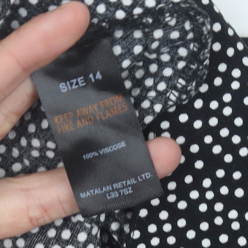 Matalan Women’s Black Polka Dot A-Line Skirt Size 14 Viscose