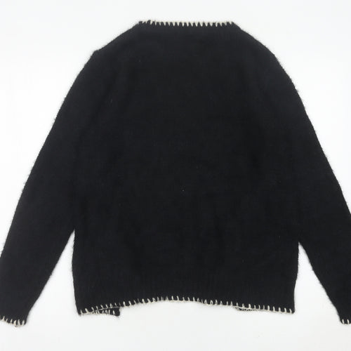 Cotton Club Womens Black Crew Neck Knit Pullover Jumper M