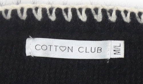 Cotton Club Womens Black Crew Neck Knit Pullover Jumper M