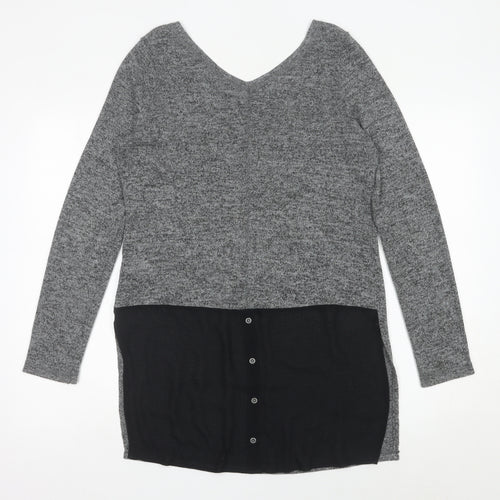 Next Women’s Grey V-Neck Long Sleeve Knit Jumper Size 10