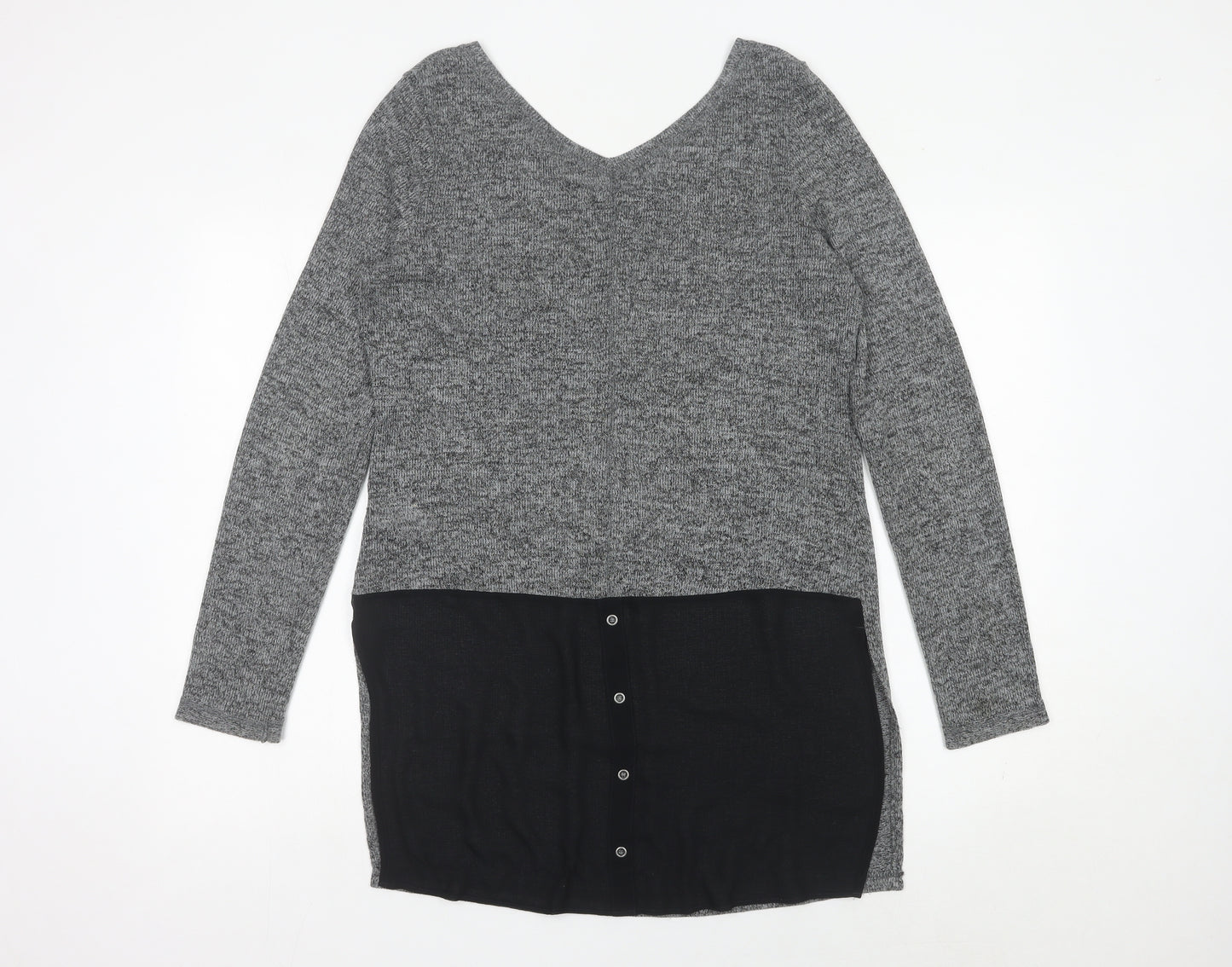 Next Women’s Grey V-Neck Long Sleeve Knit Jumper Size 10
