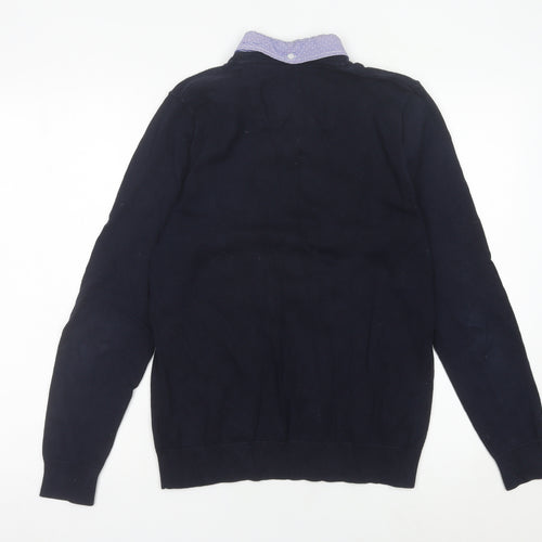 Next Men’s Blue Cotton Blend V-Neck Jumper Small
