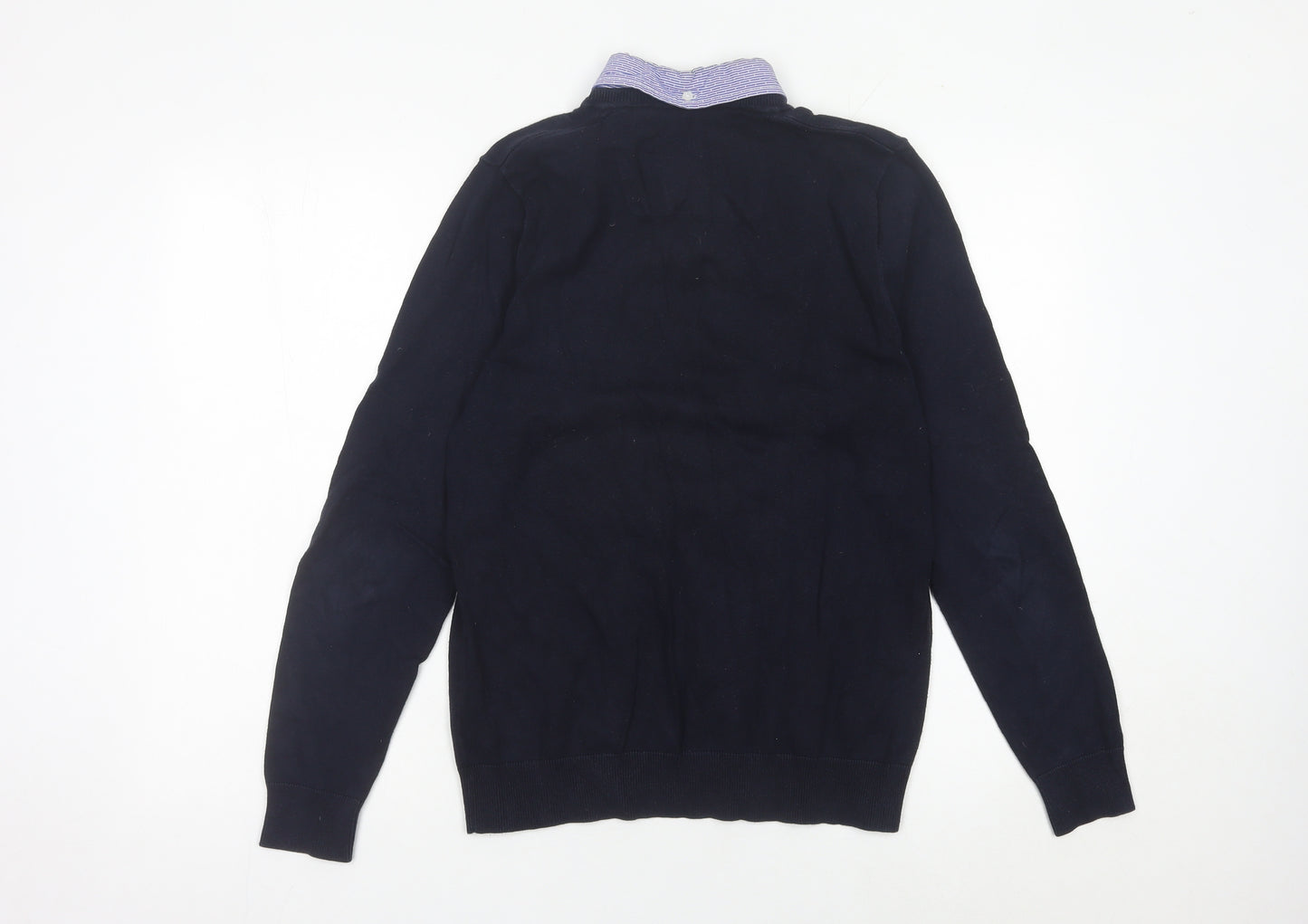 Next Men’s Blue Cotton Blend V-Neck Jumper Small