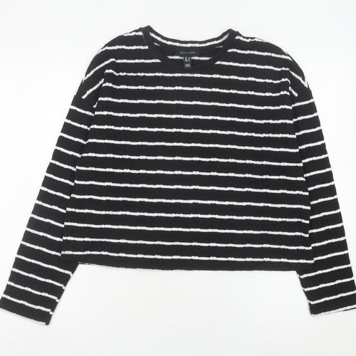 New Look Womens Black White Striped Knit Pullover Jumper M