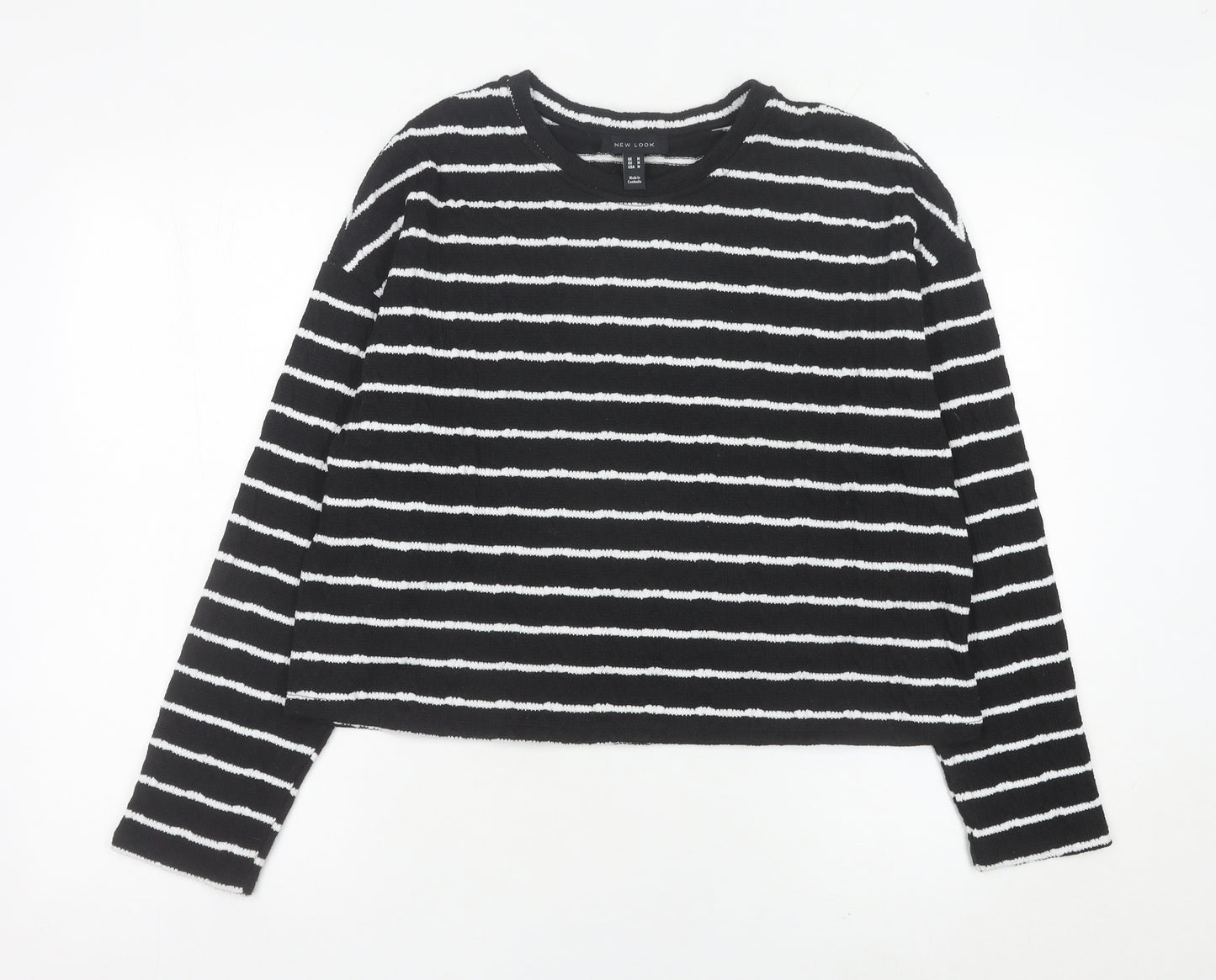 New Look Womens Black White Striped Knit Pullover Jumper M