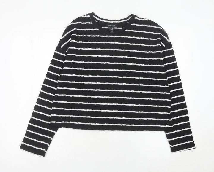 New Look Womens Black White Striped Knit Pullover Jumper M