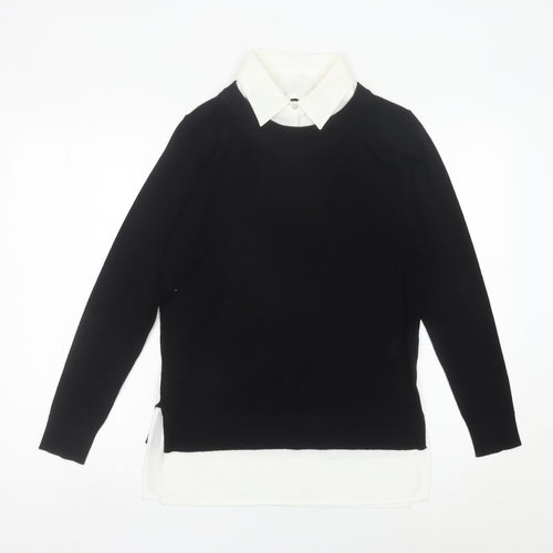 Linea Women’s Black Collared Pullover Jumper Small Merino Wool