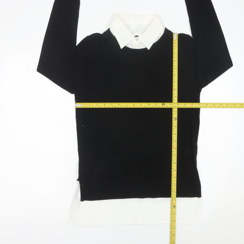 Linea Women’s Black Collared Pullover Jumper Small Merino Wool